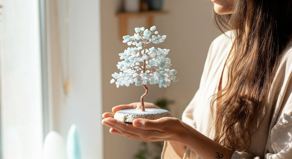 Arbre de Vie en Aigue-Marine — Lithothérapie & Pierres Naturelles Luuckk