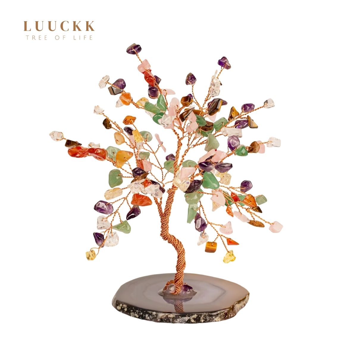 Ascension - Tree of Life 7 Chakras Mixed and Agate Base