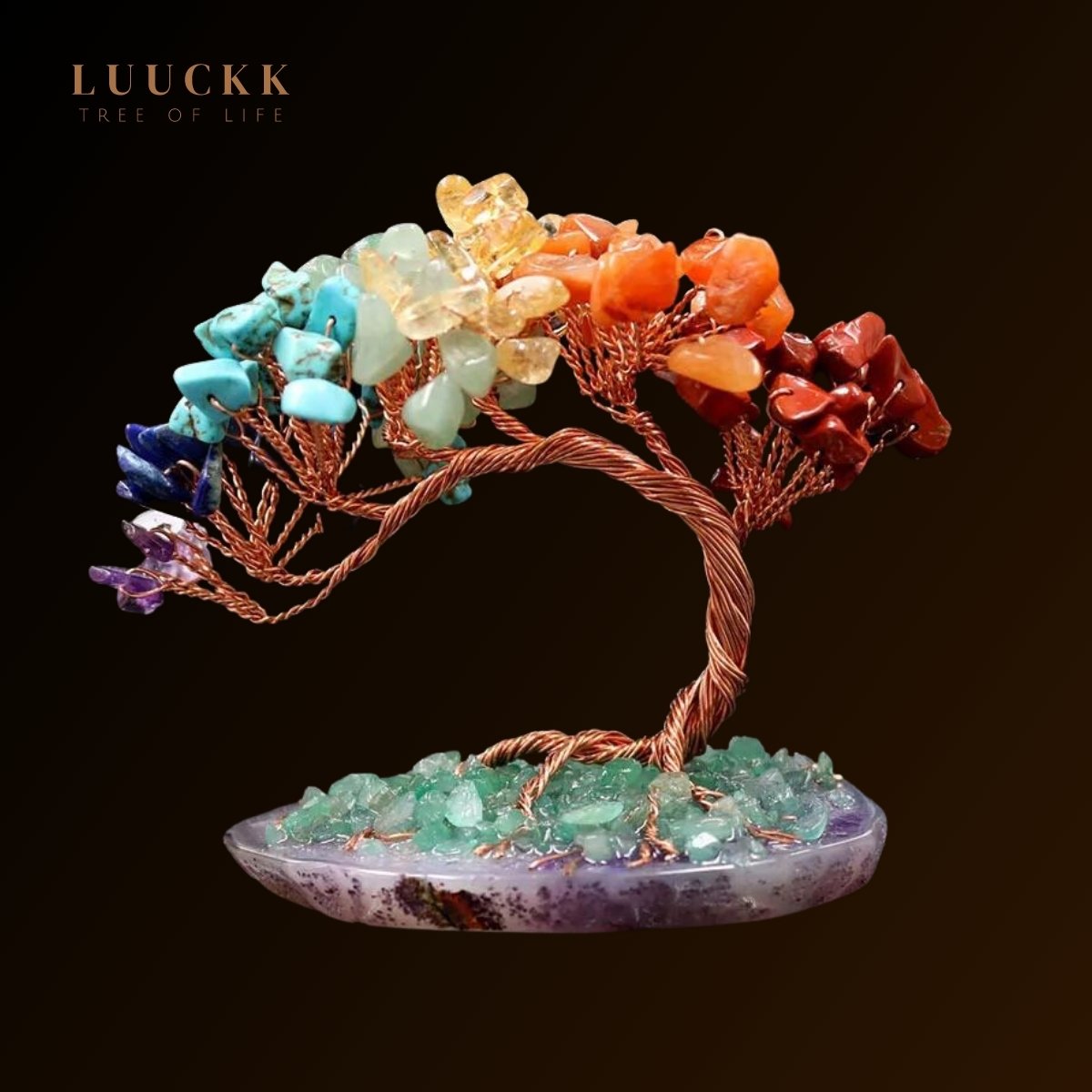 Gratitude - Edelstein Baum aus 7 Chakra-Steinen