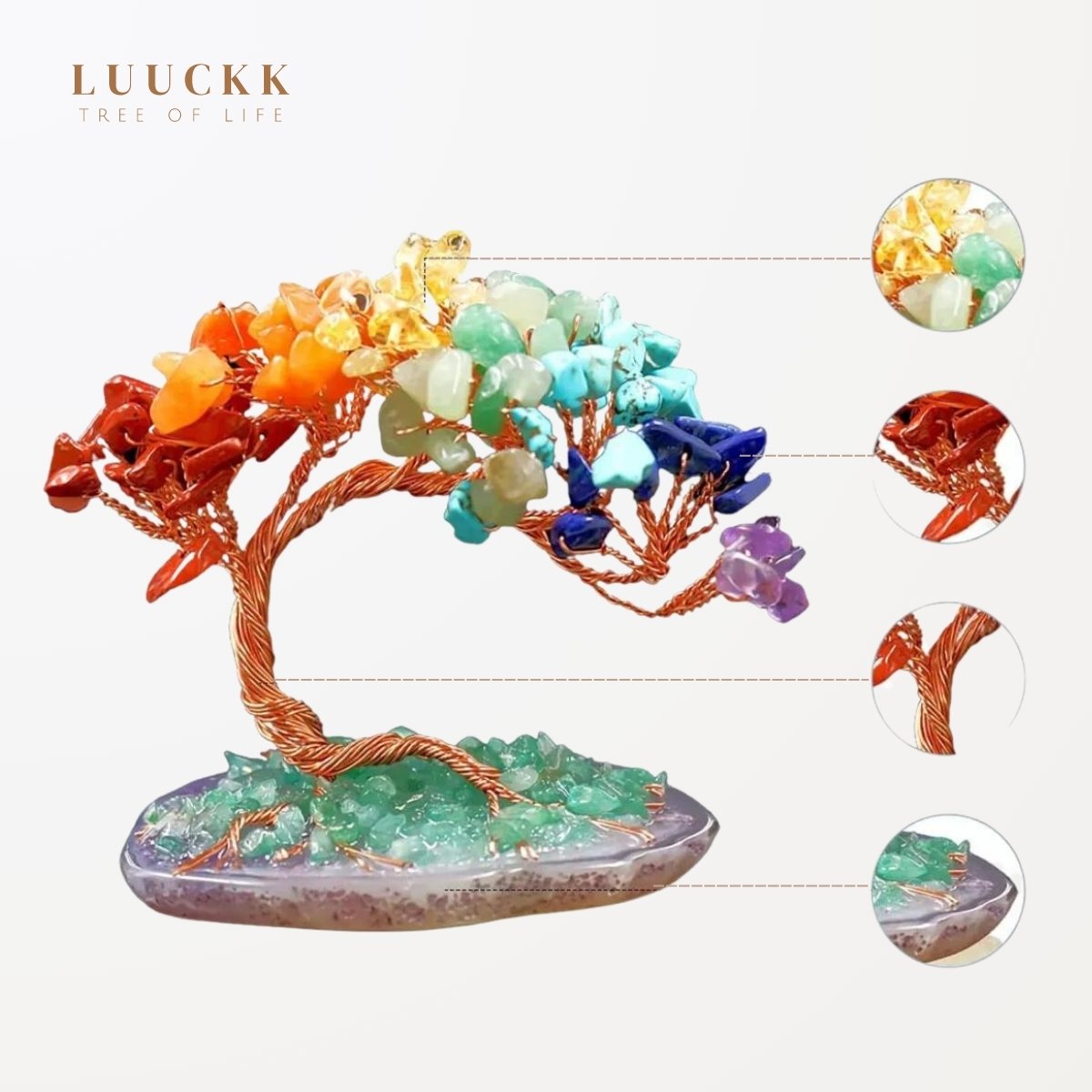 Gratitude - Tree of Life in 7 Chakra Stones