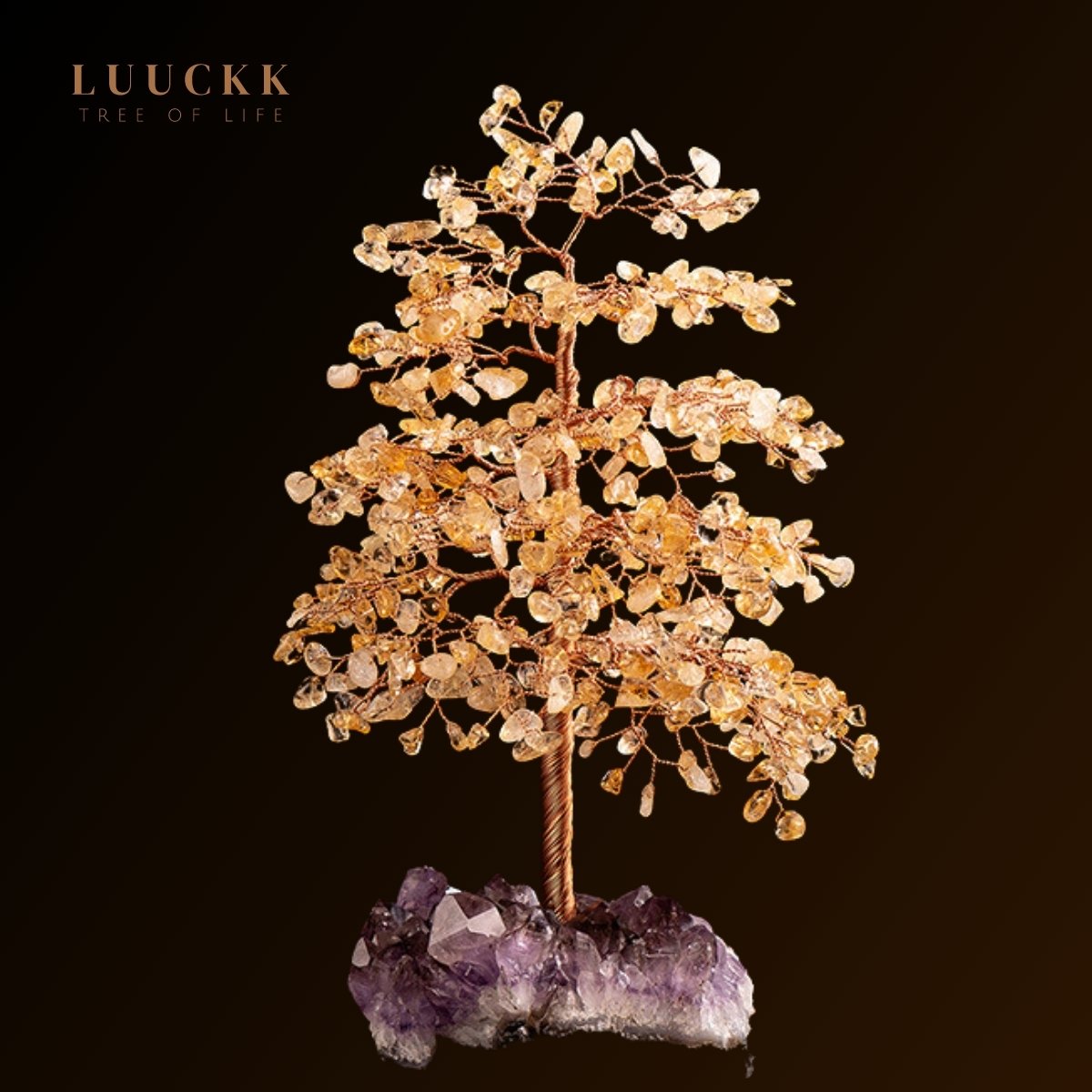 Symbiose - Lebensbaum aus Citrin mit Amethyst-Geode