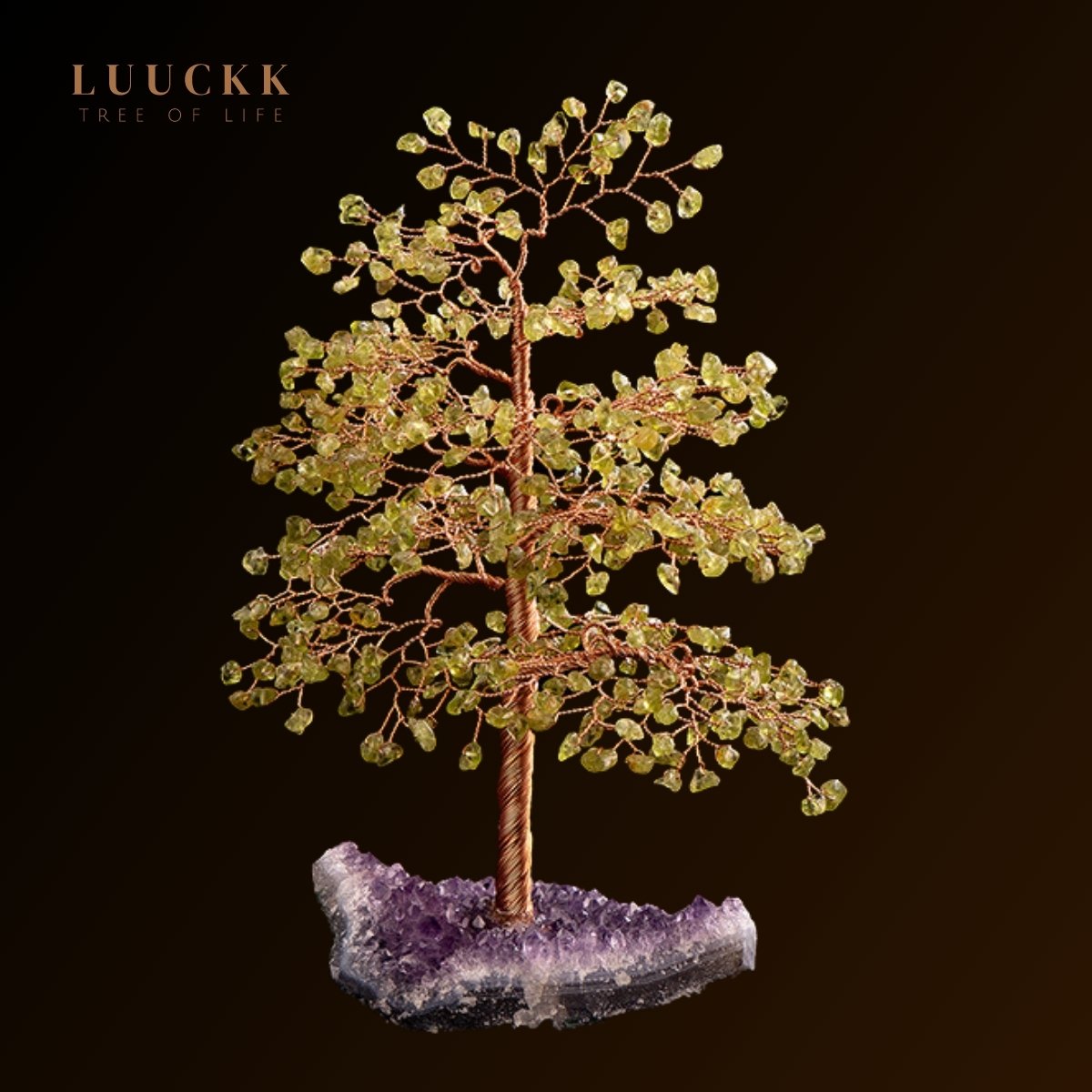 Symbiose - Lebensbaum aus Peridot mit Amethyst-Geode