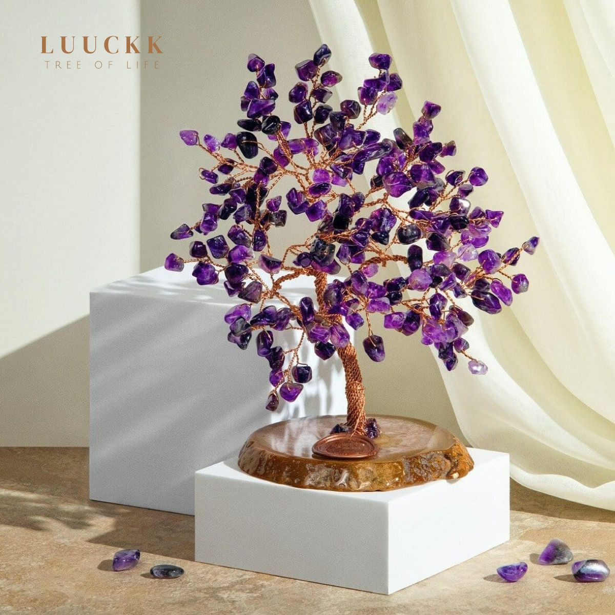 Ascension - Amethyst- edelstein baum mit Agat-Basis