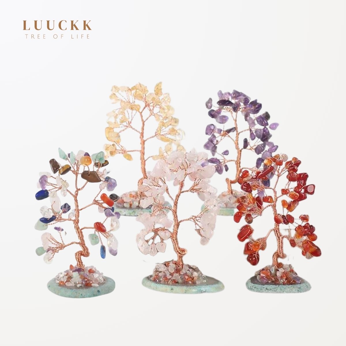 Glückbringer - Lebensbaum aus 7 Chakra-Steinen