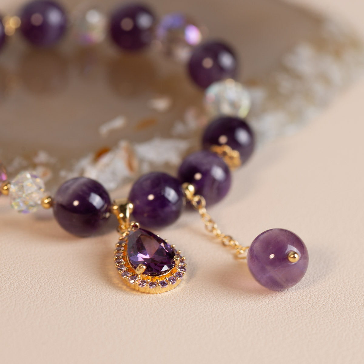 Armband Wunder Amethyst und Klarer Quarz – Zen Eleganz