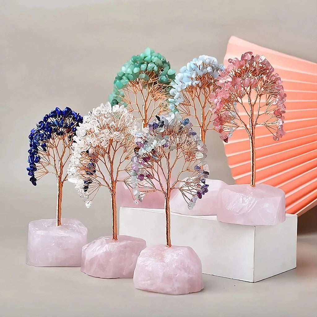 Joie de Vivre - Tree of Life in Turquoise and Base in Rose Quartz