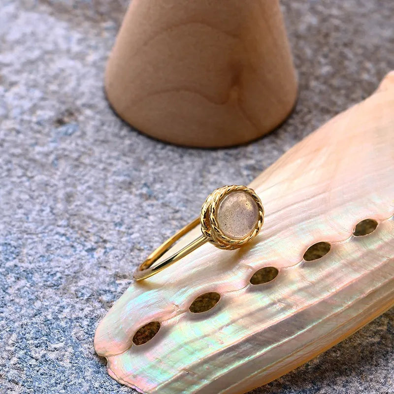 Aquamarin- oder Labradorit-Ring "Maritimer Charme" Vergoldet Silber