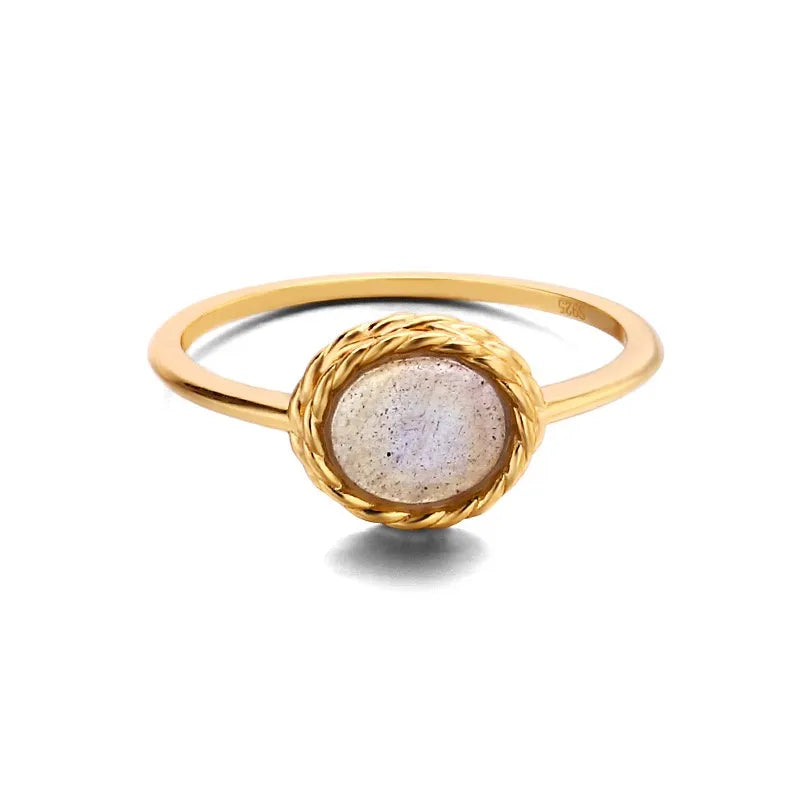 Aquamarin- oder Labradorit-Ring "Maritimer Charme" Vergoldet Silber