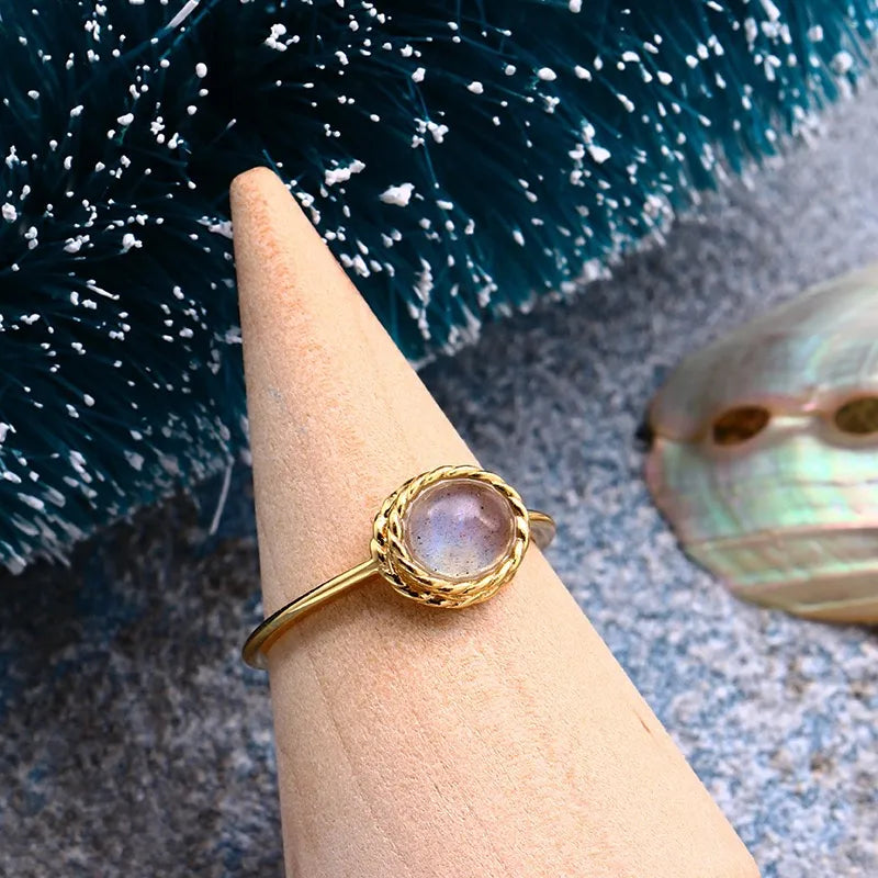 Aquamarin- oder Labradorit-Ring "Maritimer Charme" Vergoldet Silber