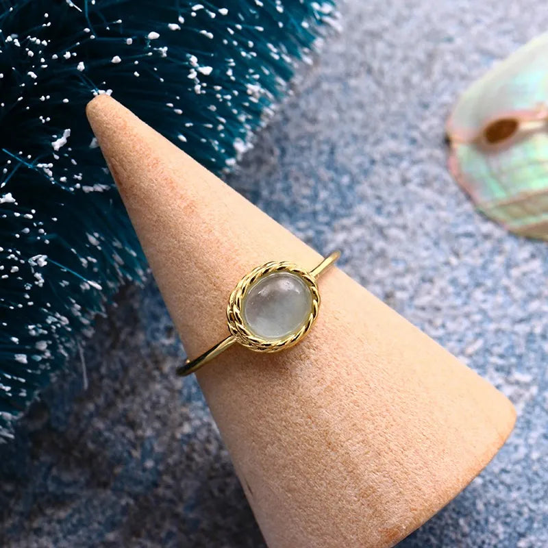 Aquamarin- oder Labradorit-Ring "Maritimer Charme" Vergoldet Silber