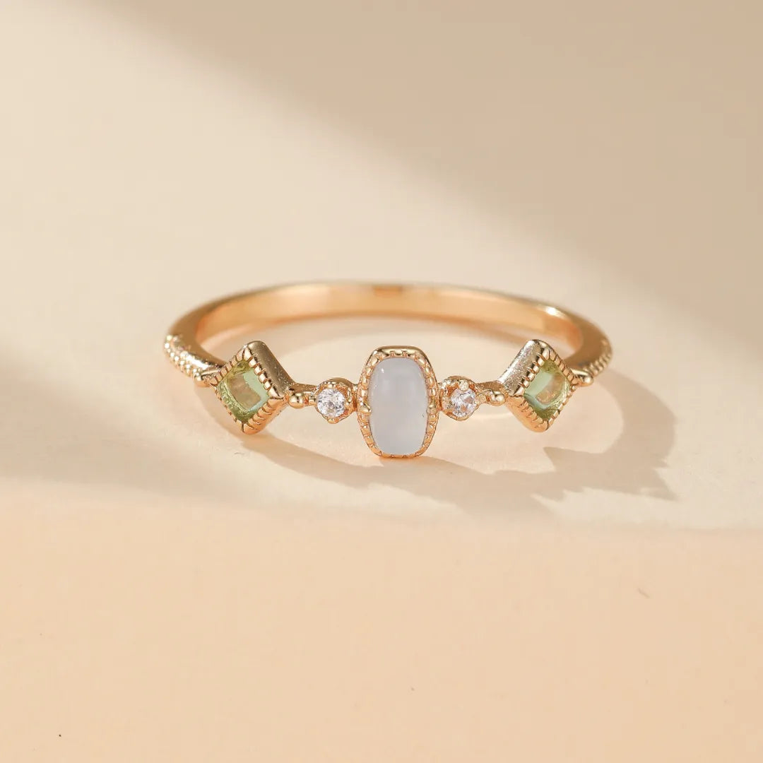 Aquamarine and Peridot Ring "Clarity" Gold-Plated Silver