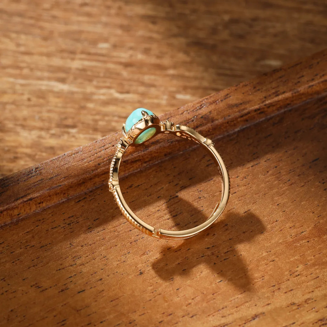 Amazonitring "Harmonischer Glanz" Goldplattiert