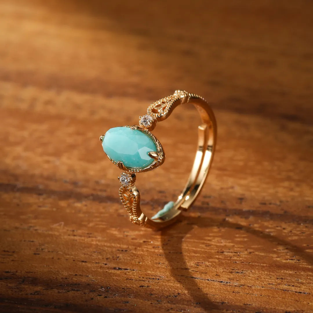 Amazonite Ring "Harmonious Shine" Gold-Plated Silver