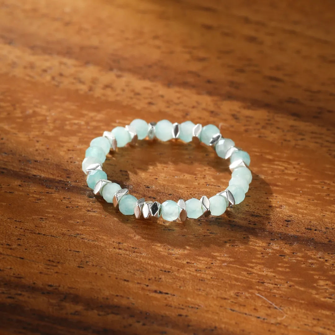 Amazonite and Pearl Ring "Calming Dream"