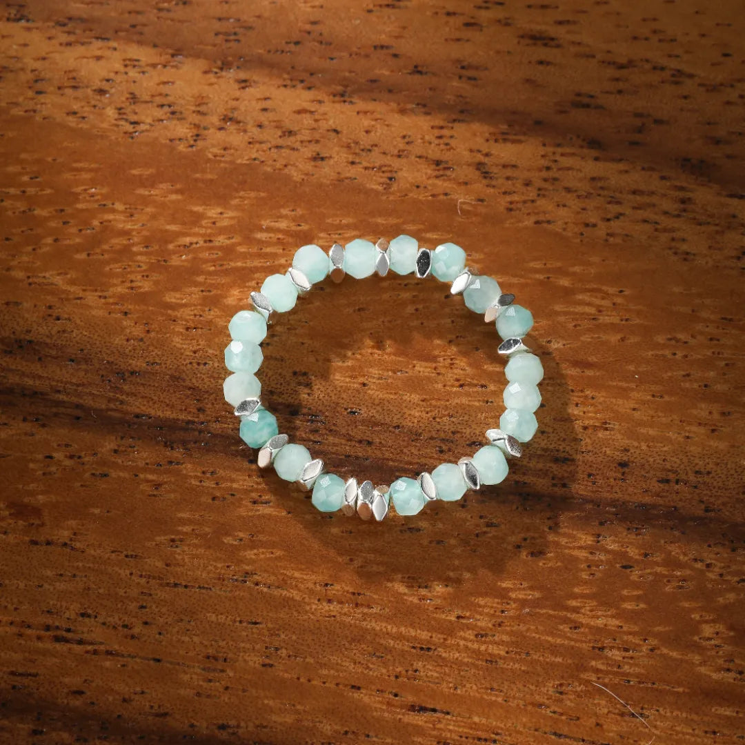 Amazonite and Pearl Ring "Calming Dream"