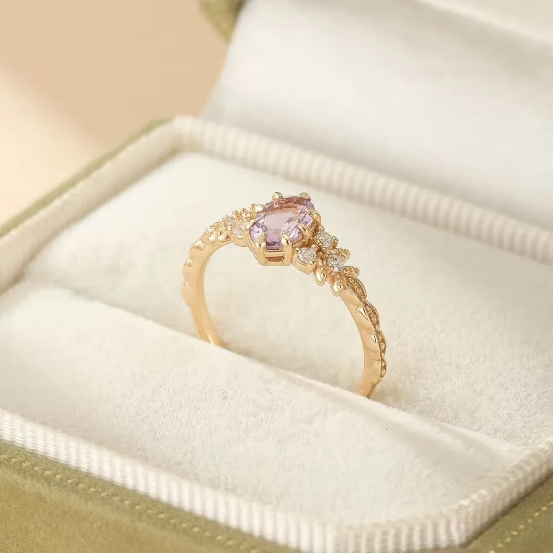 Amethyst Ring "Magical Sparkle" Gold-Plated Silver