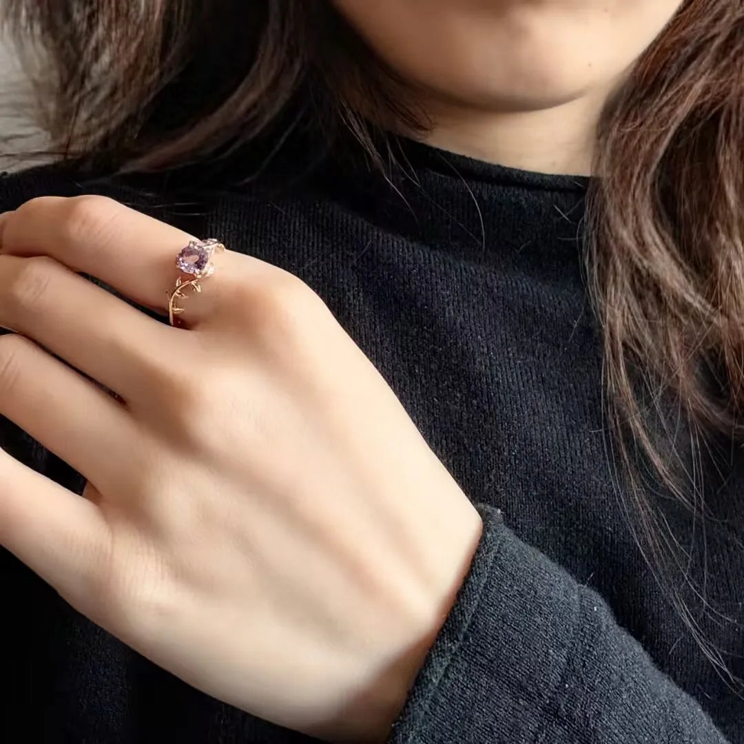 Amethyst Ring "Refined Garden" Gold-Plated Silver
