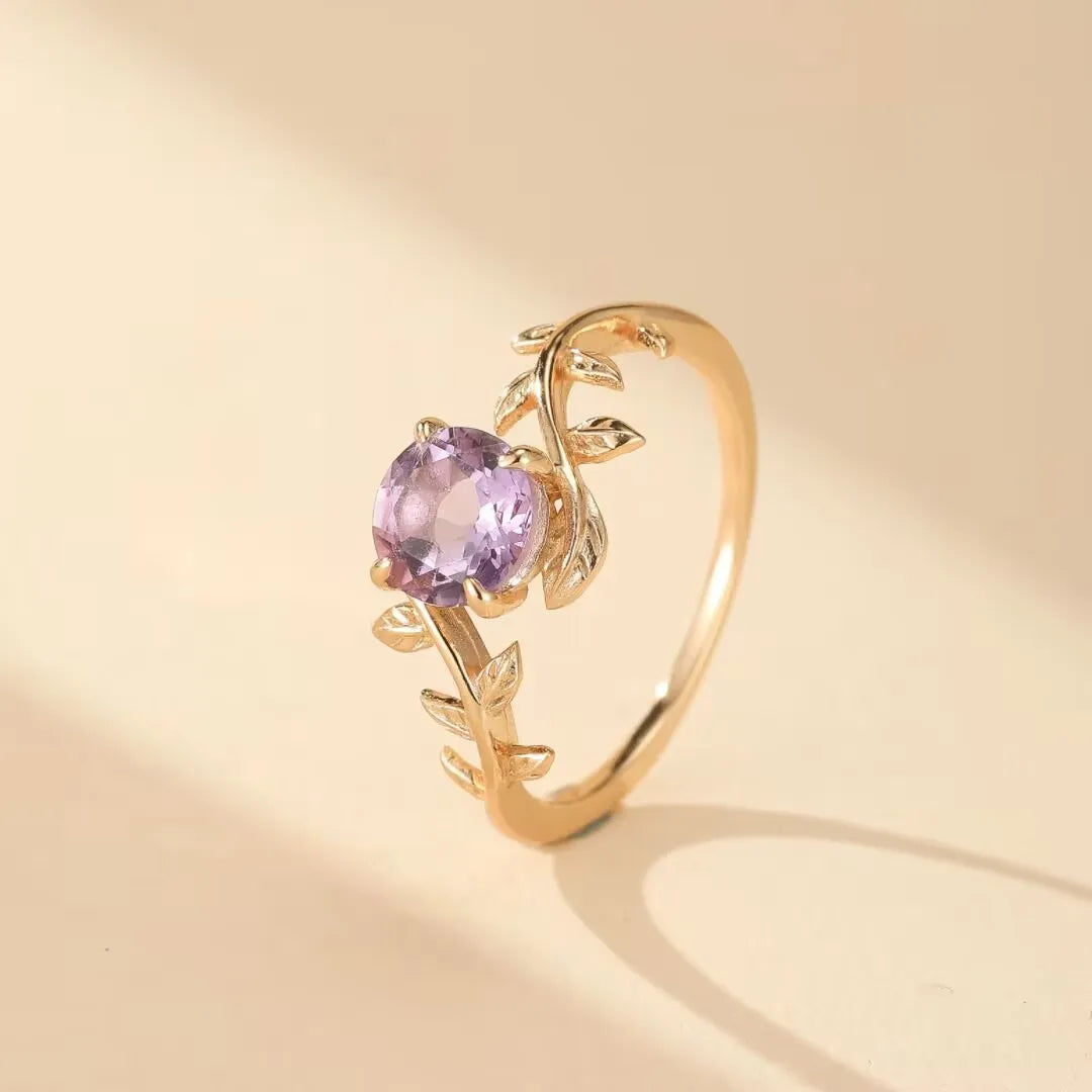 Amethyst Ring "Refined Garden" Gold-Plated Silver