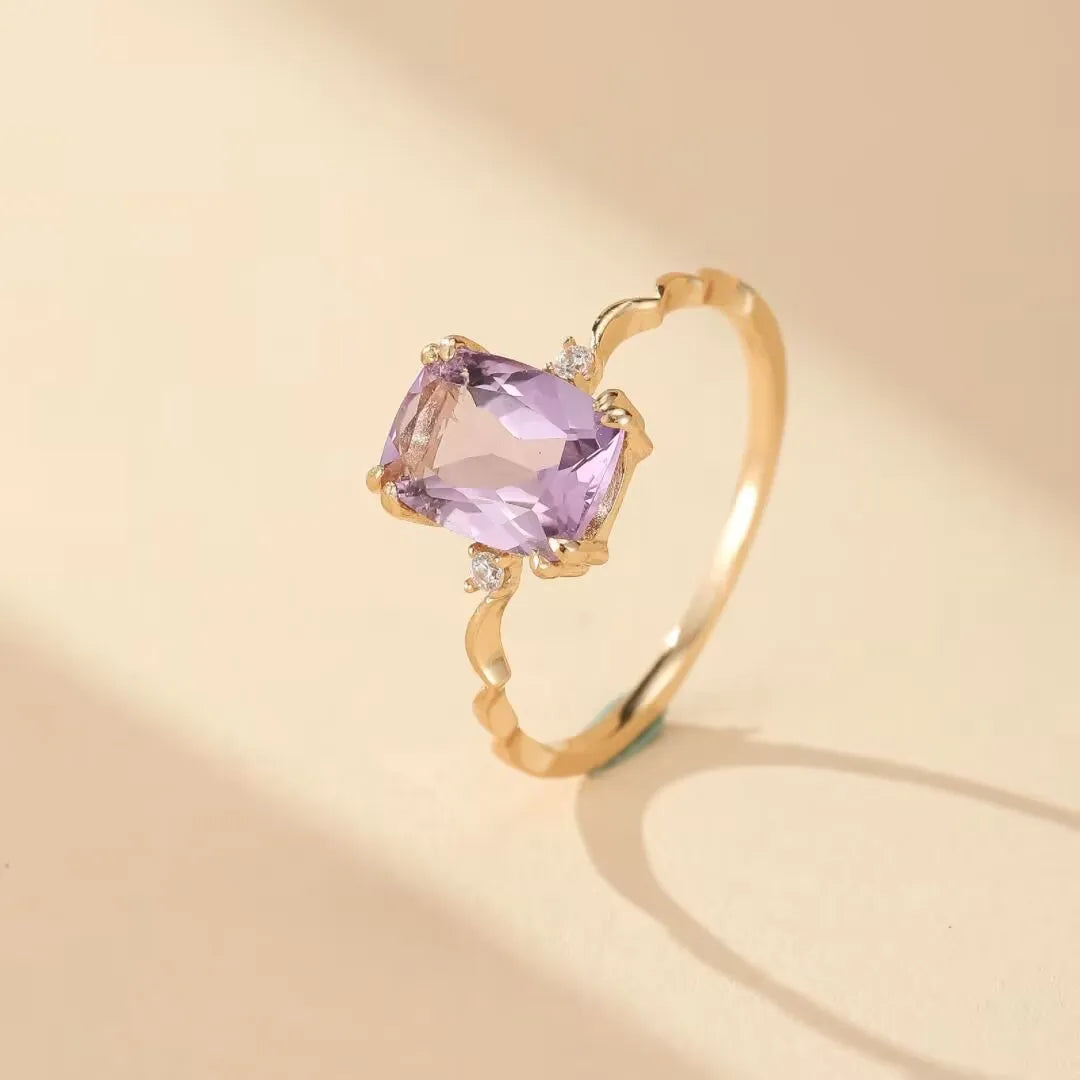 Bague Réglable Style Art Nouveau - Libellule émaillée Violette Avec CZ Vert - Dorée Antique - Nouvelle Sans Emballage