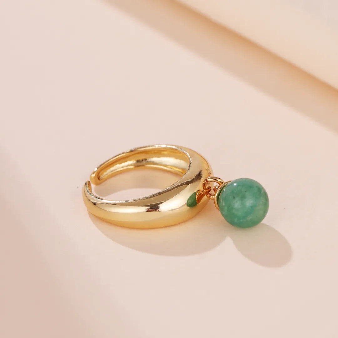 Bague Aventurine "Glanz Gruen" Vergoldet Gold
