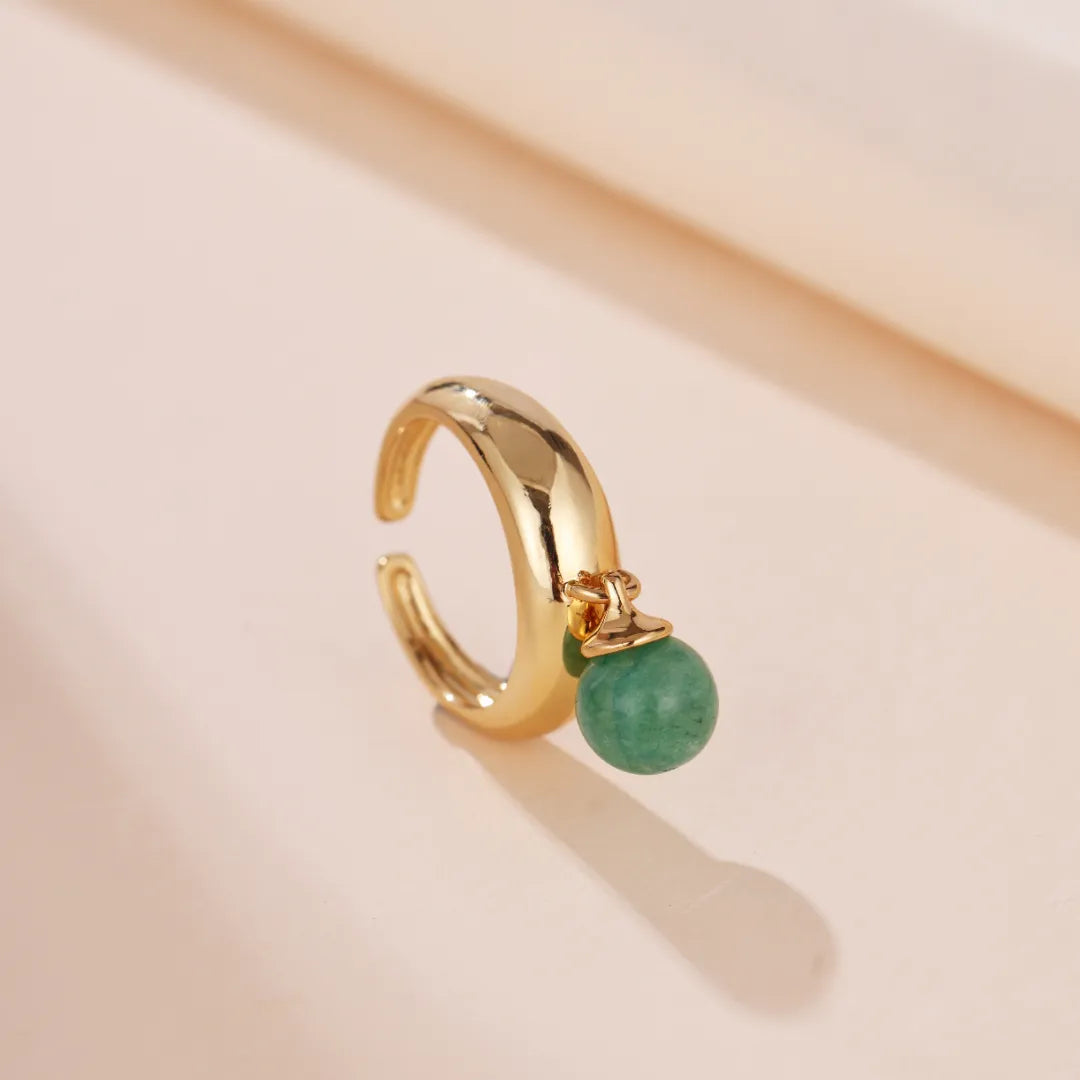 Bague Aventurine "Glanz Gruen" Vergoldet Gold