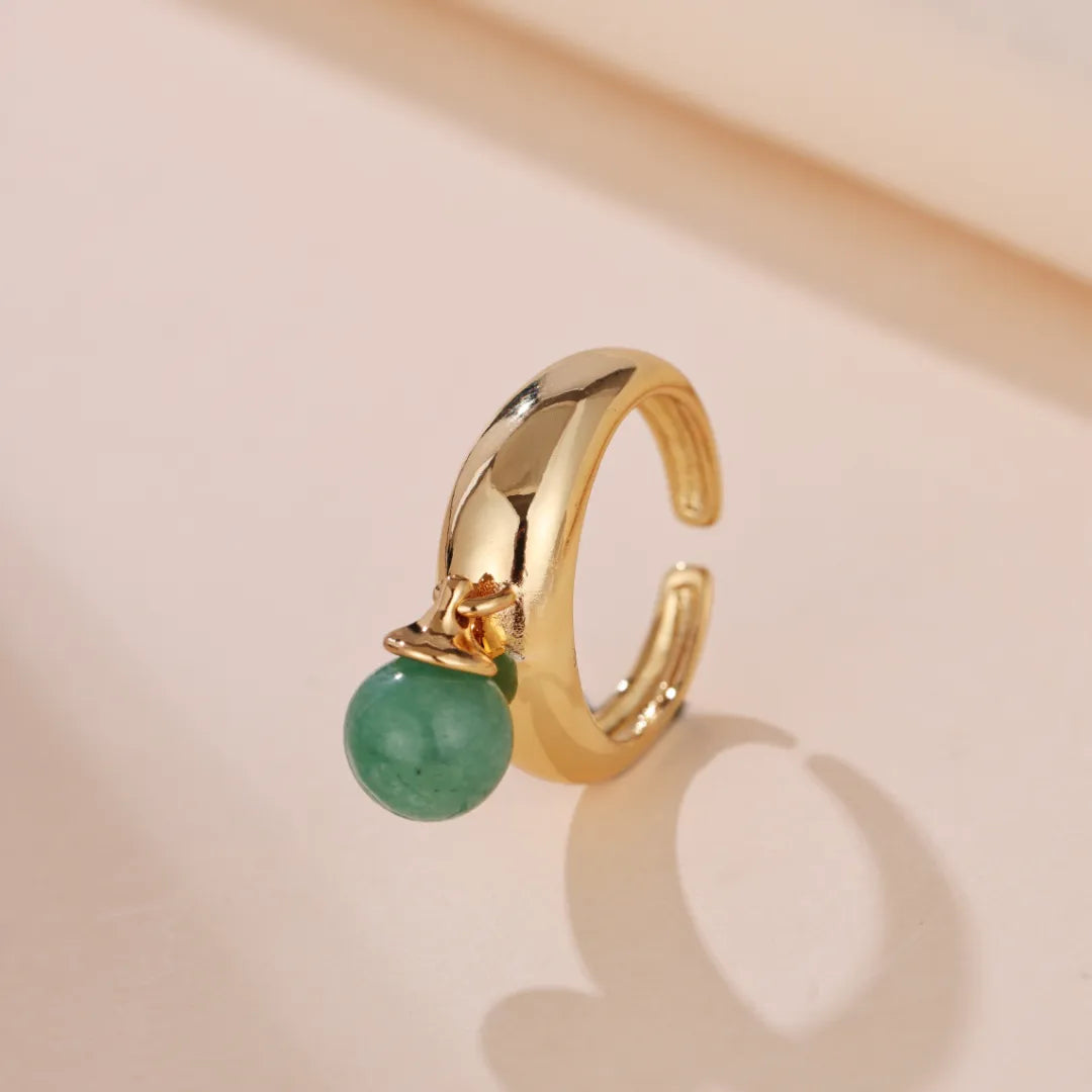 Bague Aventurine "Glanz Gruen" Vergoldet Gold