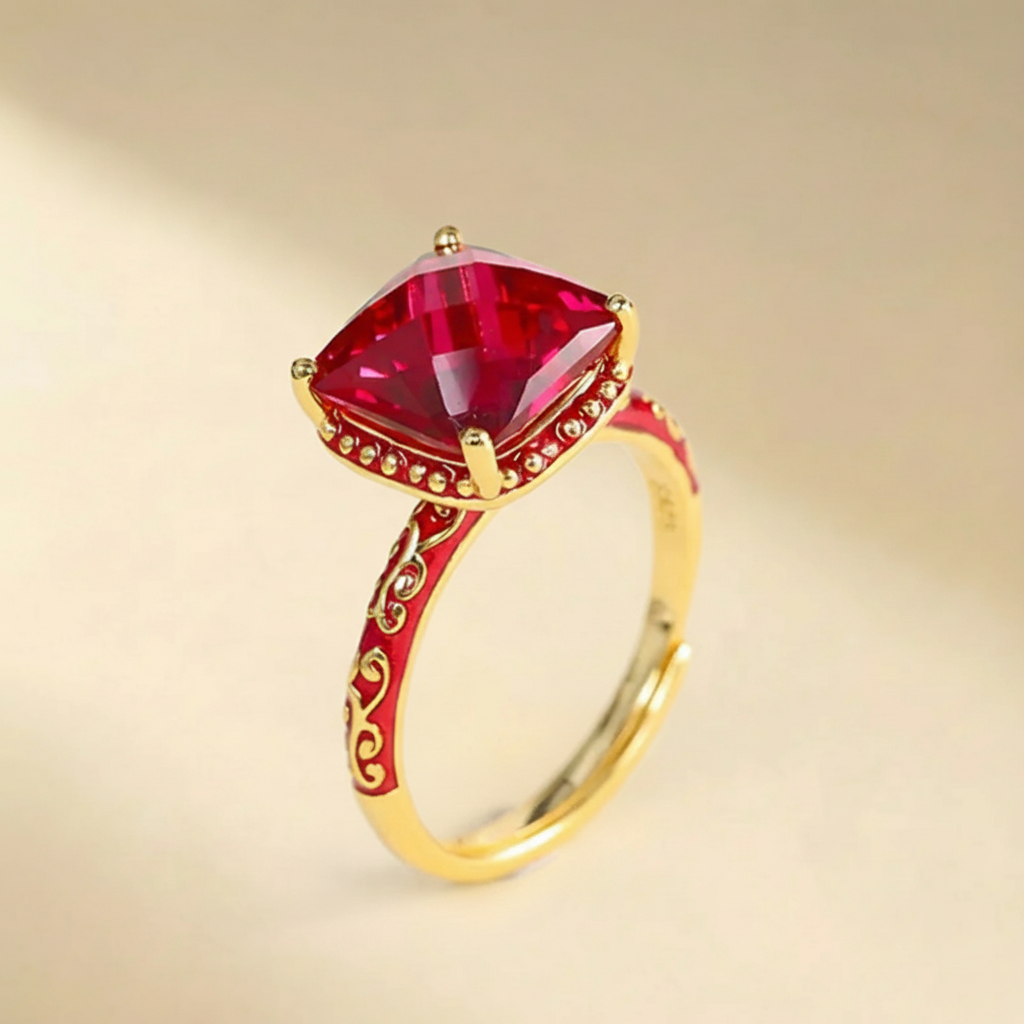 Anillo Cornalina "Belleza Audaz" Plata Dorada Oro