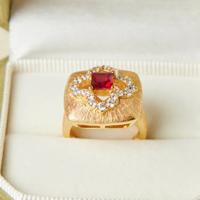 Anillo Cornalina "Calor Floral" Plata Dorada Oro