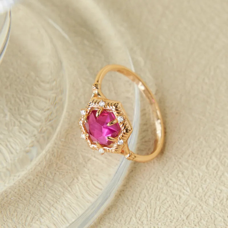 Carnelian Ring "Vitality Charm" Gold-Plated Silver