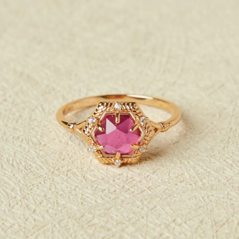 Carnelian Ring "Vitality Charm" Gold-Plated Silver