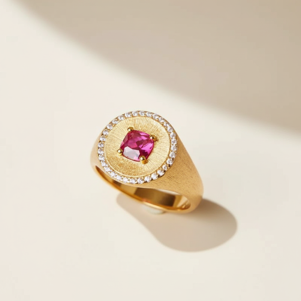 Carnelian Ring "Vital Energy" Gold-Plated Silver