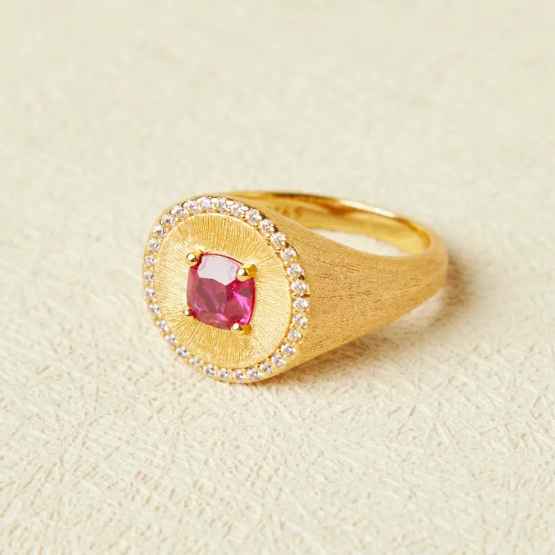 Carnelian Ring "Vital Energy" Gold-Plated Silver
