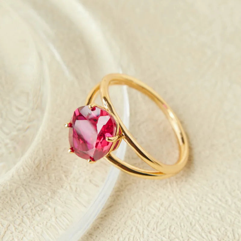 Carnelian Ring "Elegant Essence" Gold-Plated Silver