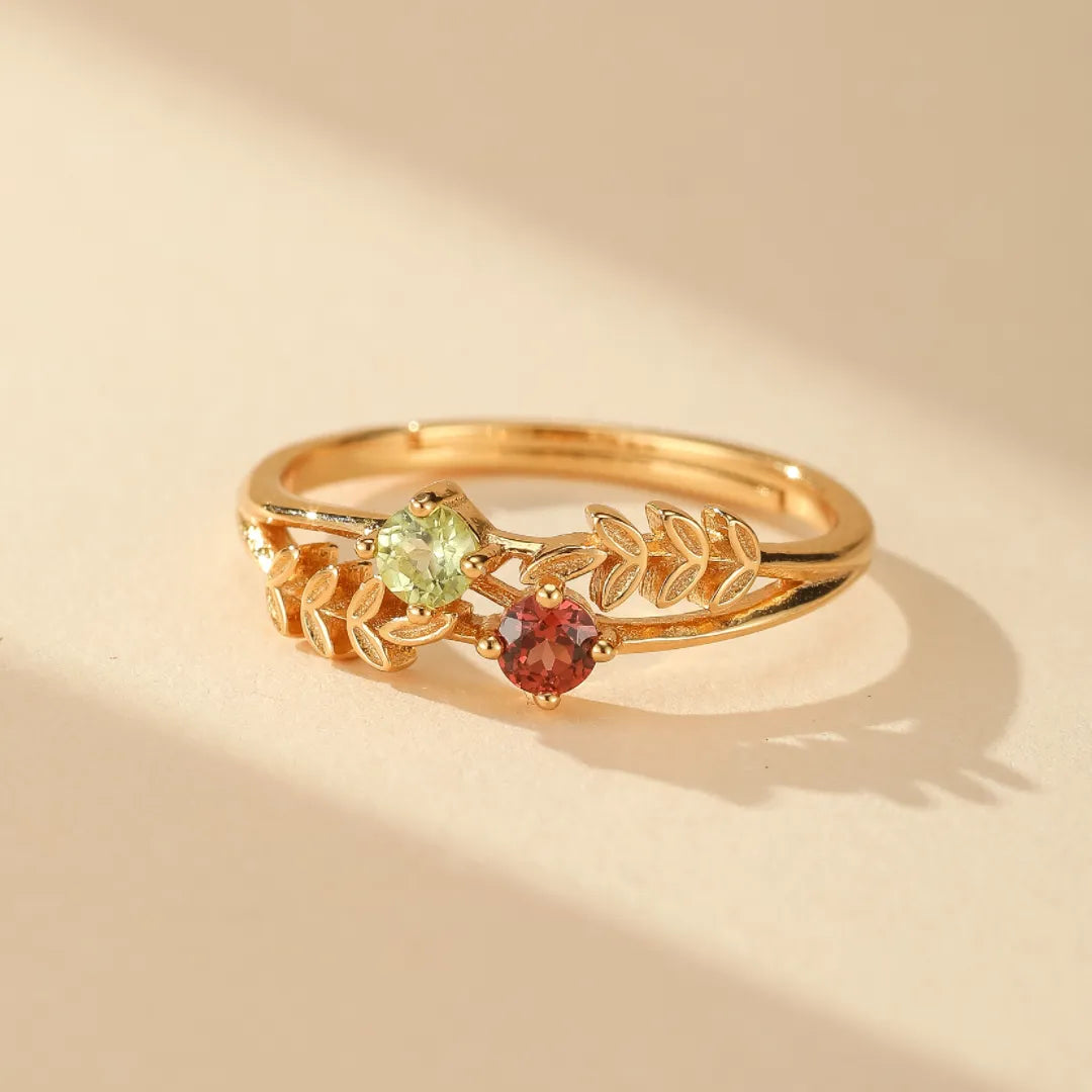 Bague Péridot et Grenat "Fraîcheur Lumineuse" Argent Doré Or
