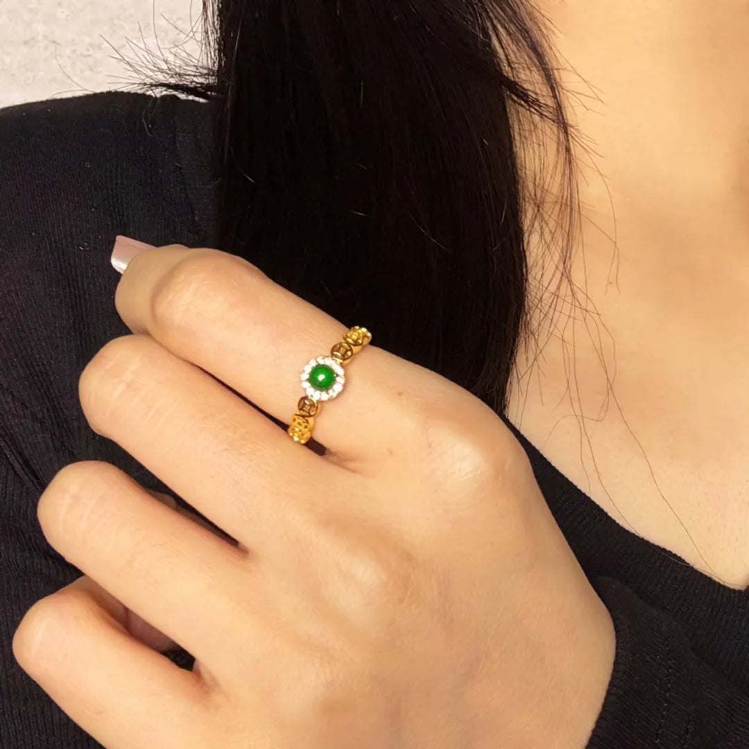 Jade Ring "Refined Clarity" Gold-Plated Silver