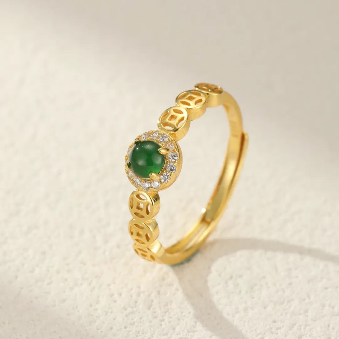 Jade Ring "Refined Clarity" Gold-Plated Silver