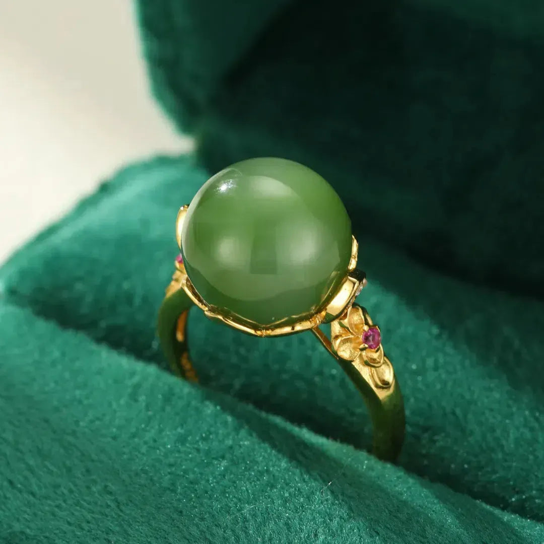 Bague Jade "Harmonie Profonde" Argent Doré Or