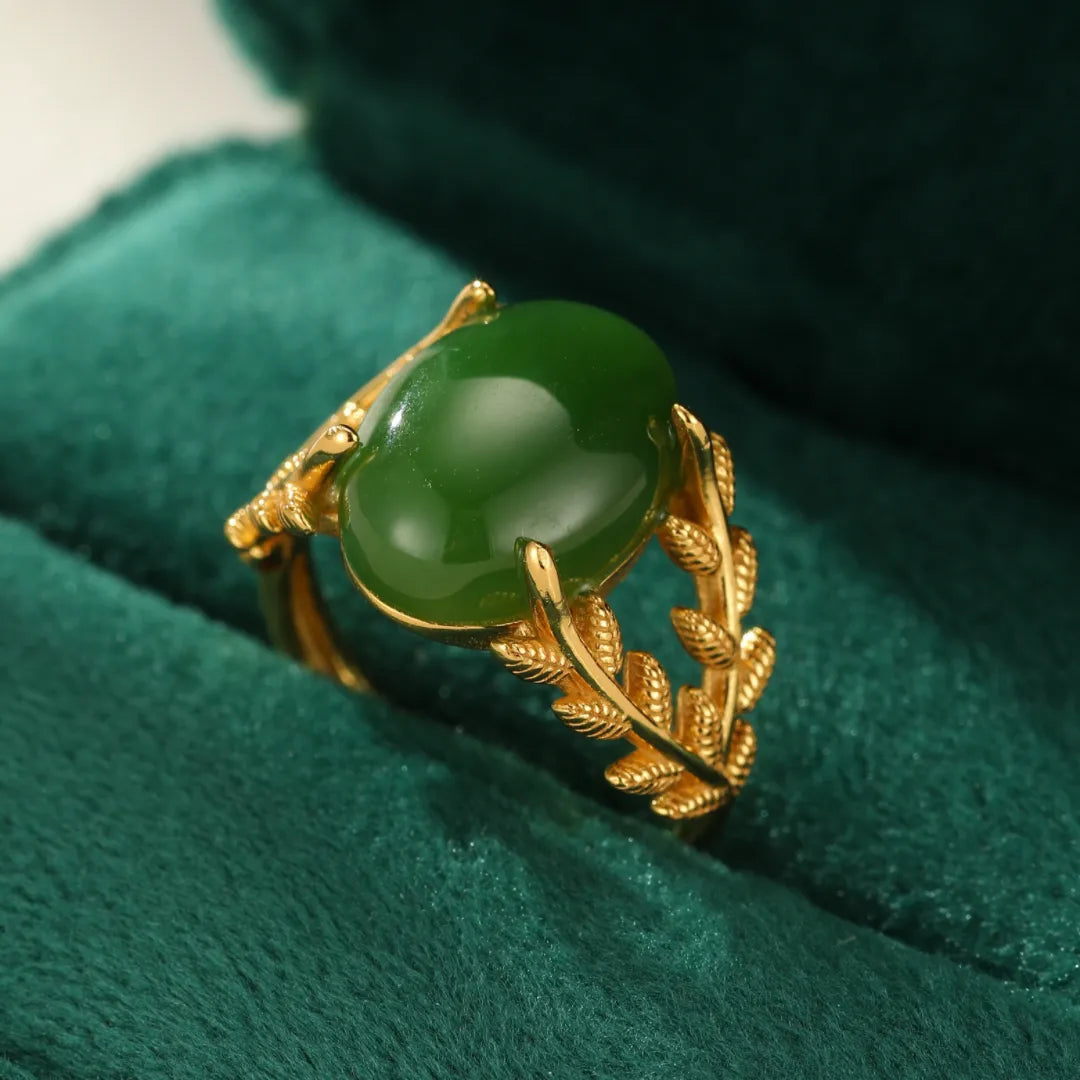 Bague Jade "Reine d'Équilibre" Argent Doré Or