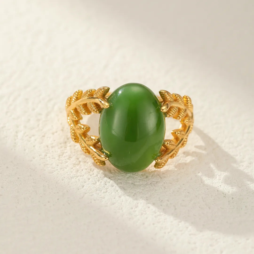 Bague Jade "Reine d'Équilibre" Argent Doré Or