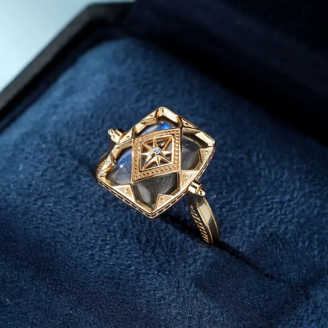 Labradorite Ring "Mysterious Sparkle" Gold-Plated Silver