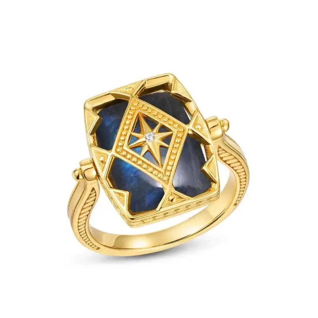 Labradorite Ring "Mysterious Sparkle" Gold-Plated Silver