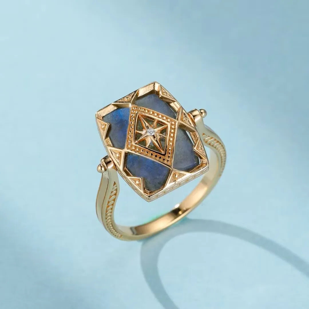 Labradorite Ring "Mysterious Sparkle" Gold-Plated Silver