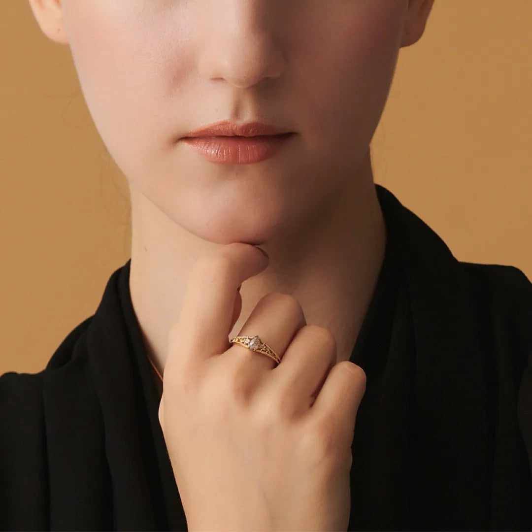 Labradorit Ring "Imperiales Licht" Goldplattiertes Silber 10K