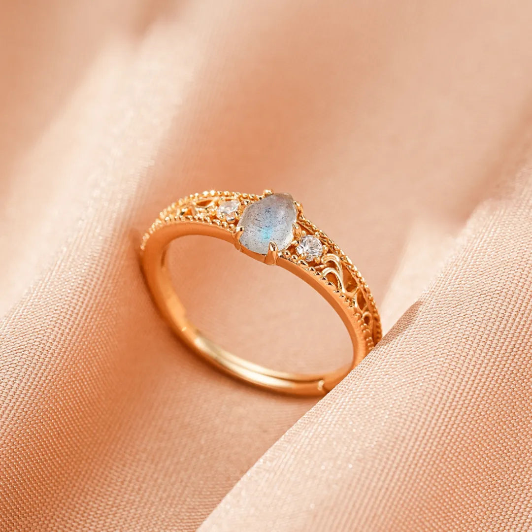 Labradorit Ring "Imperiales Licht" Goldplattiertes Silber 10K