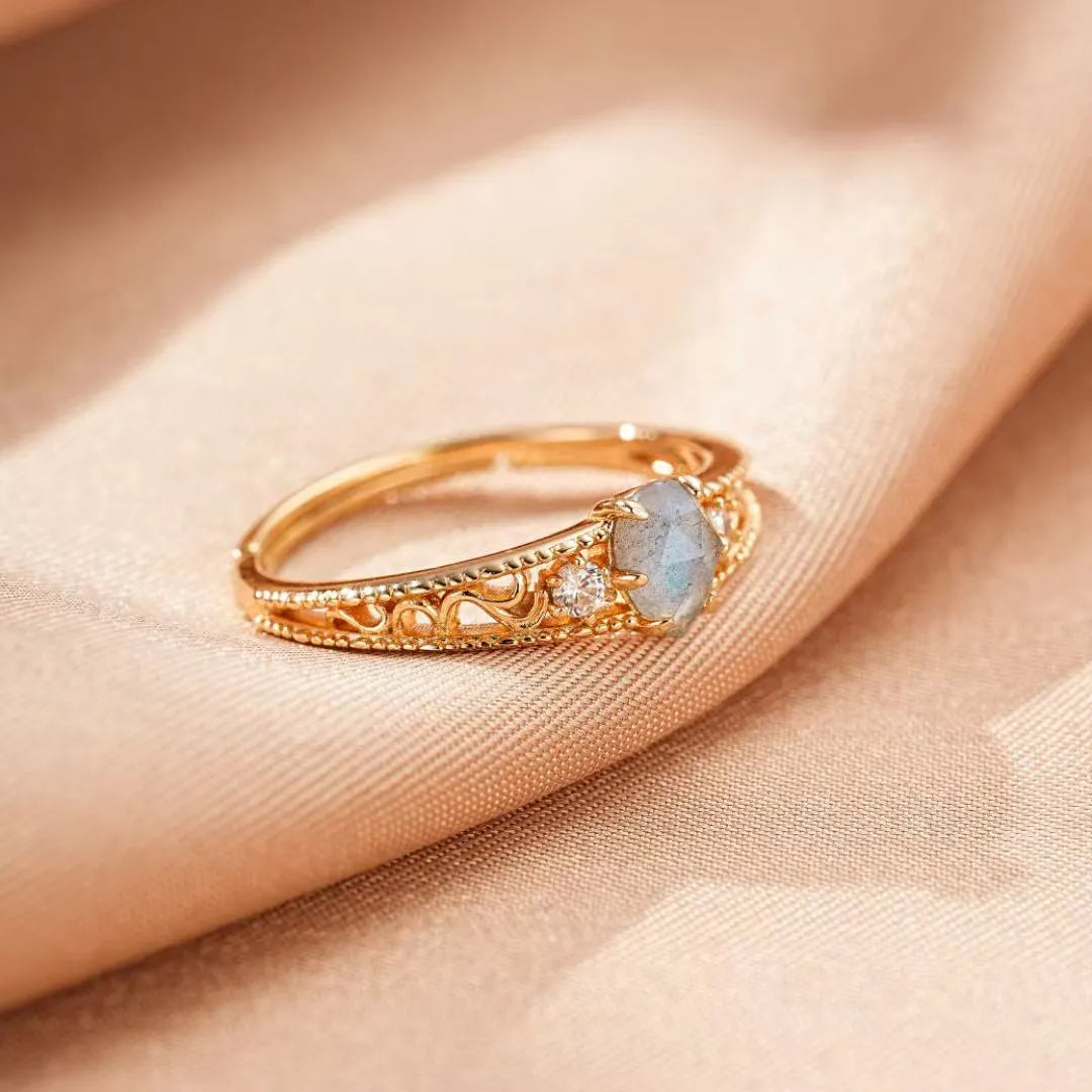 Labradorit Ring "Imperiales Licht" Goldplattiertes Silber 10K