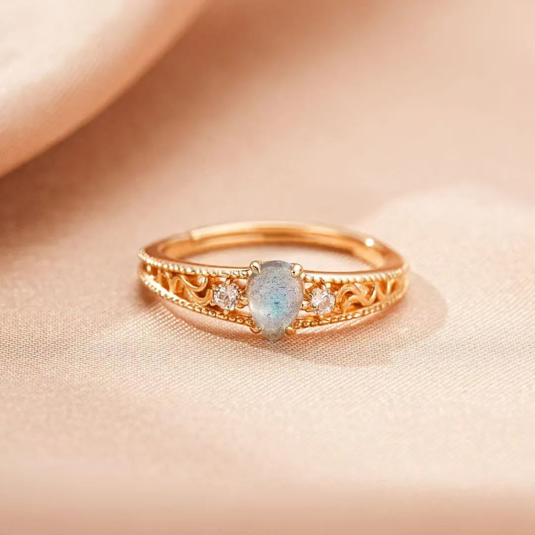 Labradorit Ring "Imperiales Licht" Goldplattiertes Silber 10K