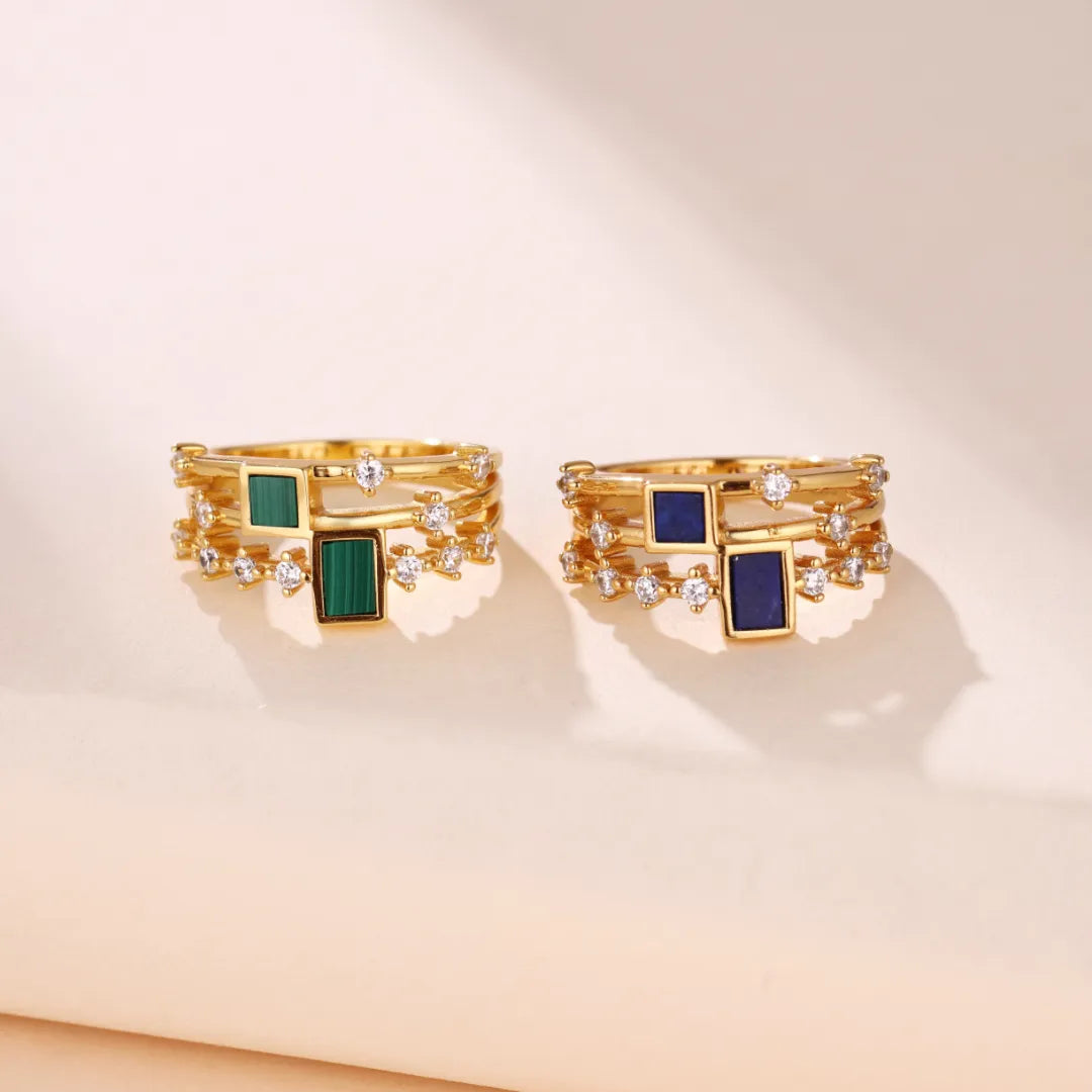 Ring Lapis Lazuli oder Malachit "Elegante Schönheit" Gold Silber