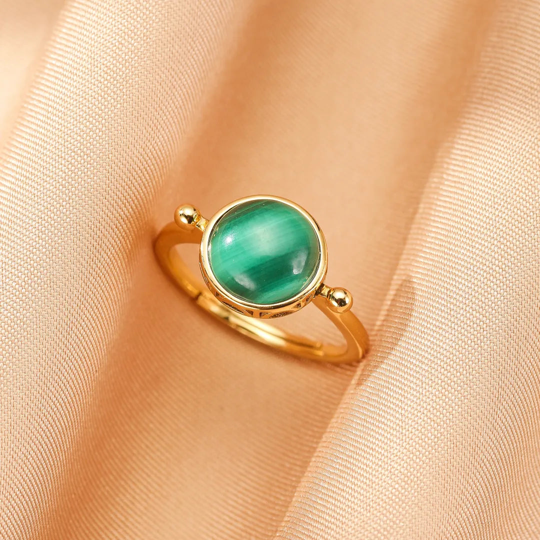 Bague Malachite "Aura Antique" Argent Doré Or