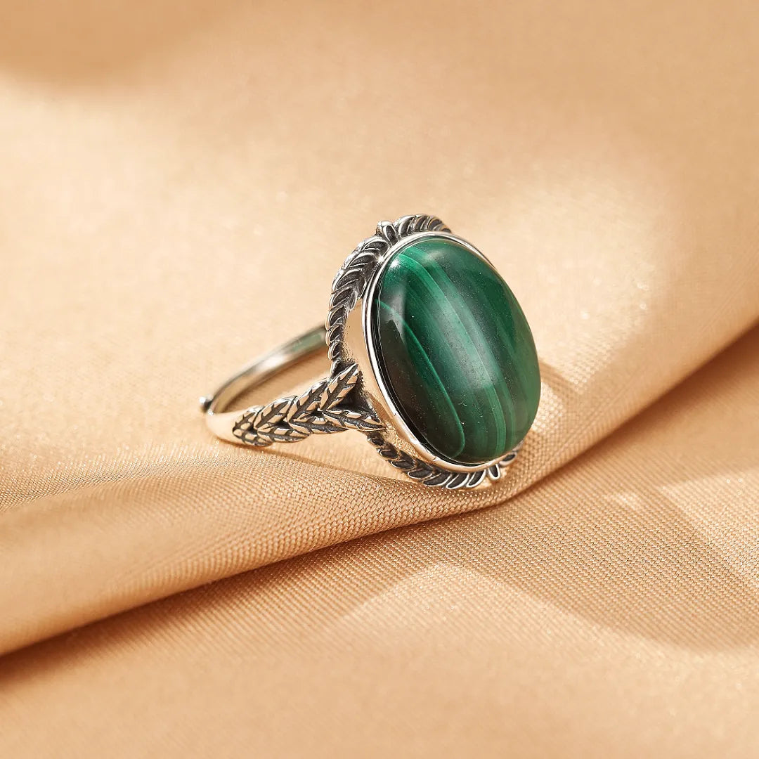 Bague Malachite "Aura Intemporelle" Argent