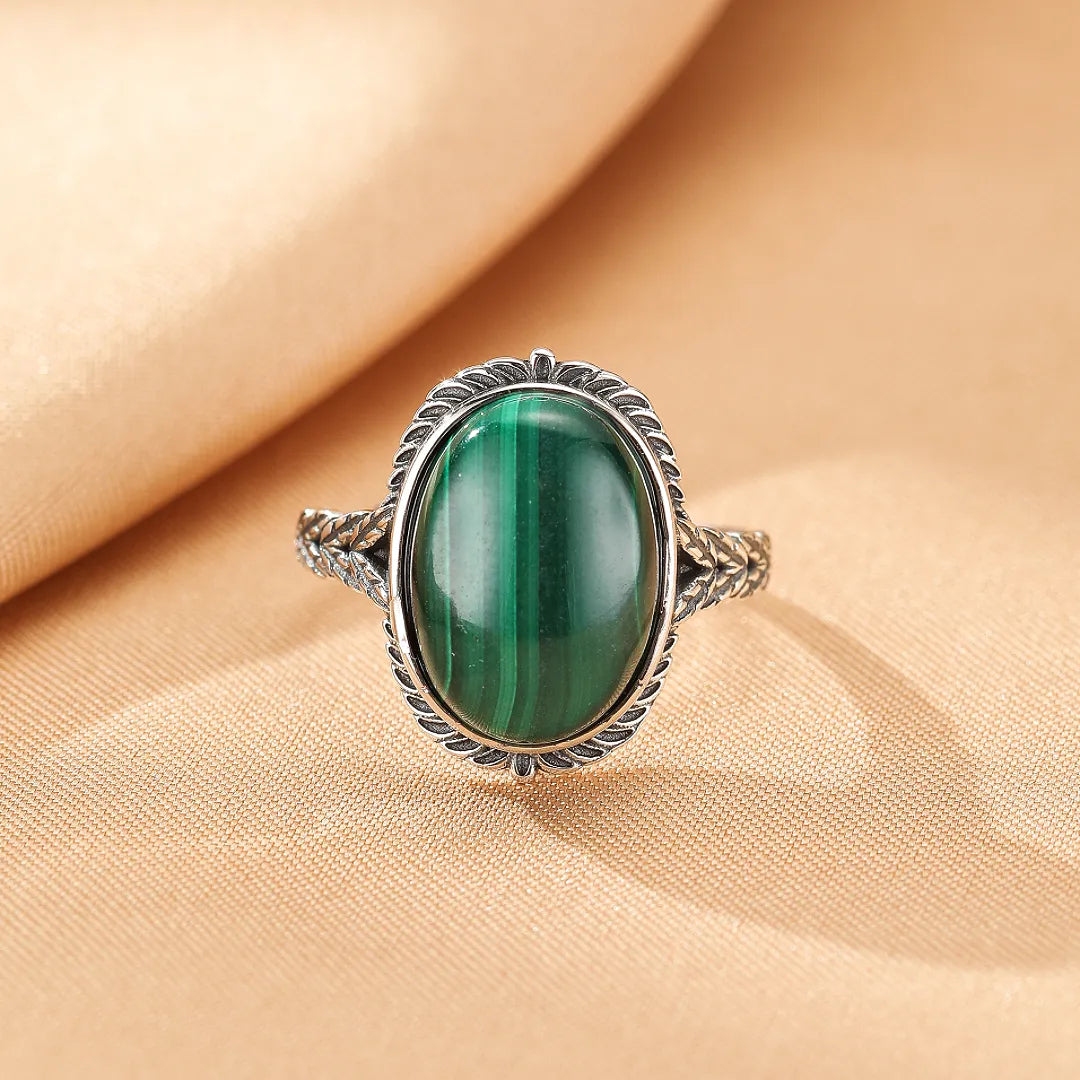 Bague Malachite "Aura Intemporelle" Argent